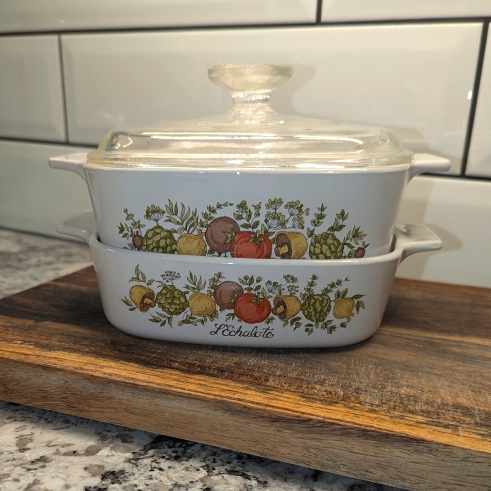 Vintage Corning Ware Spice of Life Casserole Dish Set (partial, with lid)